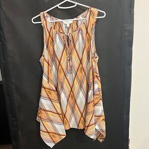 C Vibrant Orange and White Blouse